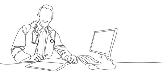 Doctor reading medical report