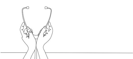 Doctor hands holding a stethoscope