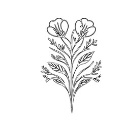 Minimalist flower line art featuring a symmetrical and elegant botanical design