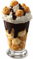Cream Puff Dessert, Whipped Cream, Chocolate Sauce, Realistic Food Image
