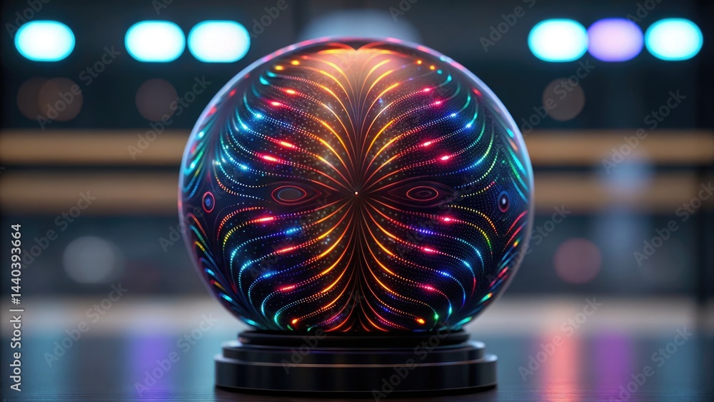 Poster illuminating the ai data sphere glowing compositions in a futuristic center of innovation