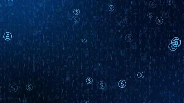Transfer money technology and CBDC payments worldwide. Online banking account. Global currencies exchange on abstract digital background