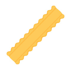 Cartoon mafaldine pasta strip isolated on white background, flat vector food style illustration.