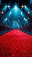 Spectacular red carpet event showcasing bright lights and excited crowd in a glamorous setting during the evening hours