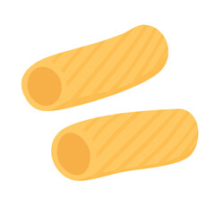 Cartoon vector of Italian ditali pasta. Cute flat illustration of short tube pasta type.