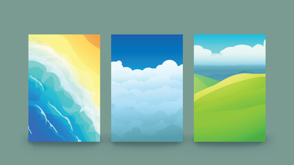 a three various nature boards in set