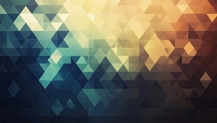 Obraz premium Abstract geometric background with a blend of teal, orange, and brown hues. Triangles form a textured pattern