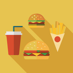 Food Icons on Soft Yellow Backgroundrator Artwork