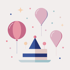 Party and Celebration Icons on Pastel Pink Background