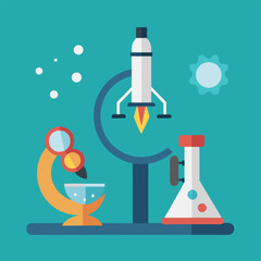 Science and chemistry icon design concept shows laboratory equipment as a flat vector illustration symbol for business infographic