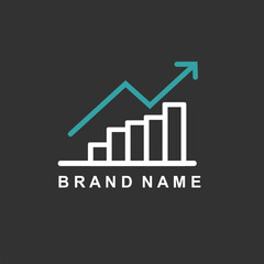 Simple vector logo about finance theme with bar chart model and up arrow sign