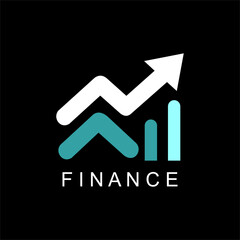 Simple vector logo about finance theme with bar chart model and up arrow sign