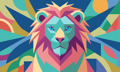 Download Lion Animal Abstract Wallpaper In Pastel Colors Generative  Eps File For Design.