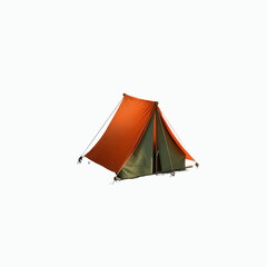 Orange and Green Camping Tent Isolated on Dark Background