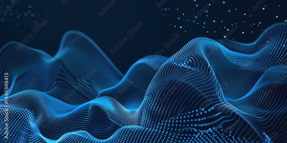 Poster abstract blue color wave flowing express the energetic ripple. seamless texture of vividness curve s