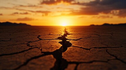 Desert Crack with Sunset
