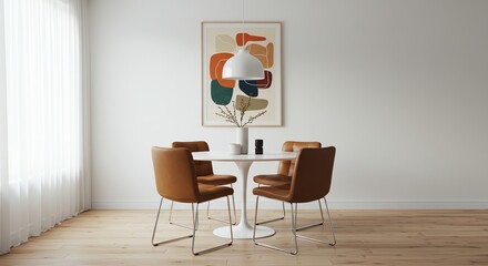 Modern Home Decor with Abstract Art and Brown Chairs