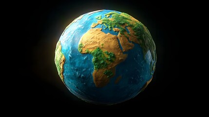 Fototapeta premium Creative 3d render icon of earth planet featuring blue and green colors depicting global representation and nature