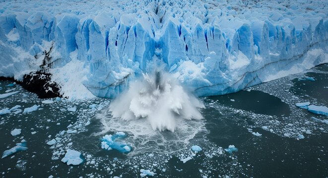 Glacial calving into water