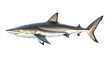 Fototapeta premium Gray Shark Digital Illustration Against White Background
