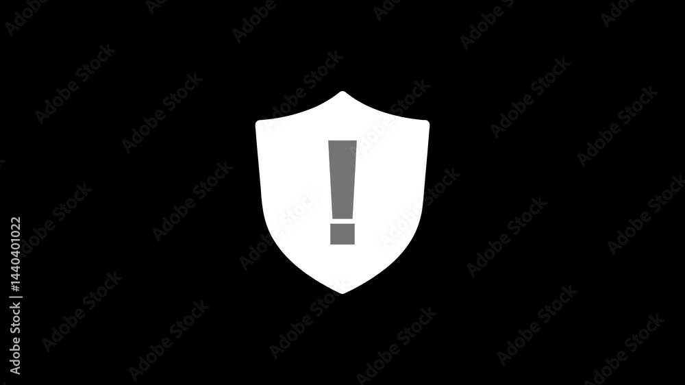 Poster security shield with exclamation mark animation concept alert sign warning symbol safety protection 