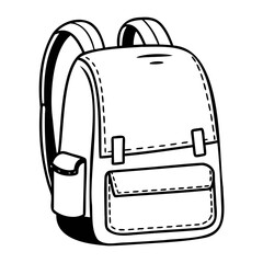 school bag vector icon, Modern School bag black vector outline isolated on transparent background