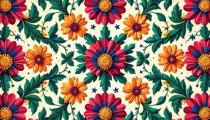 Intricate floral pattern, repeating seamlessly , loop, background