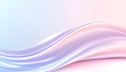 Pastel-colored, iridescent liquid wave flows across a soft gradient background