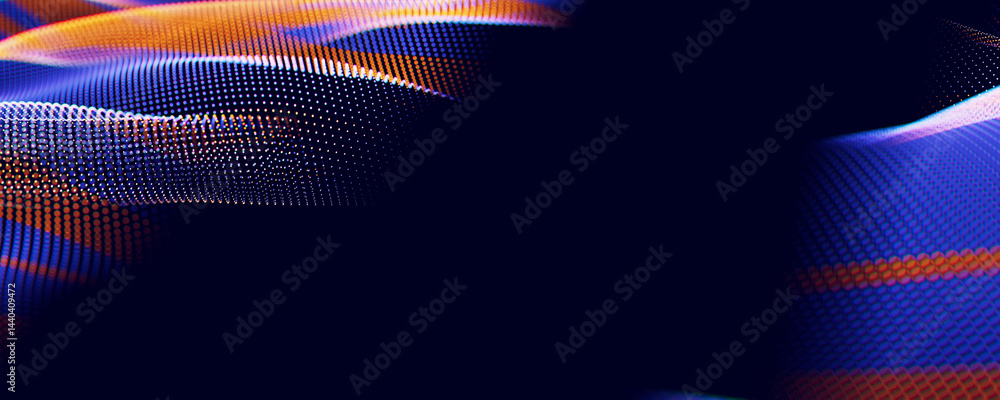 Aufkleber abstract wave of particles. big data digital flow concept. llm learning process, ai technology. quan