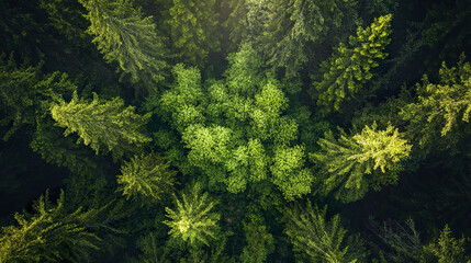 Fototapeta premium Lush green forest canopy with vibrant trees and natural beauty
