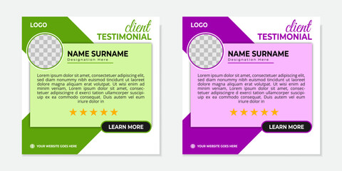 Modern and professional creative clients testimonial or clients feedback review template design with clean organic shapes