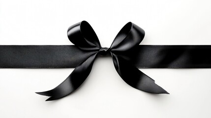 Elegant Black Ribbon on White Background for Stylish Designs