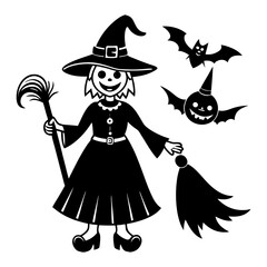 Download Halloween Witch Broom Boo Silhouette Icon  Svg File For Design.