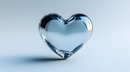 A sleek, glass heart reflects light, creating a captivating image perfect for love, romance, or medical concepts.  Its smooth, transparent surface showcases a minimalist design.