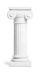 Obraz premium Ancient greek Classical white column with intricate Ionic isolated on white background