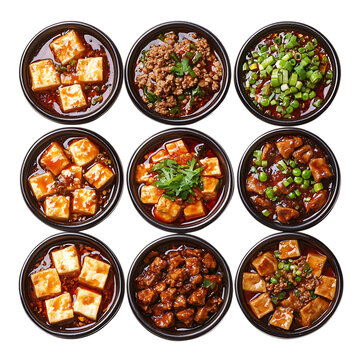 set of Ma po dou fu spicy tofu and minced meat png