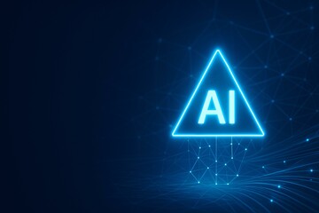Futuristic AI Concept with Glowing Triangle and Digital Connections