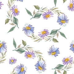 seamless pattern with blue daisies