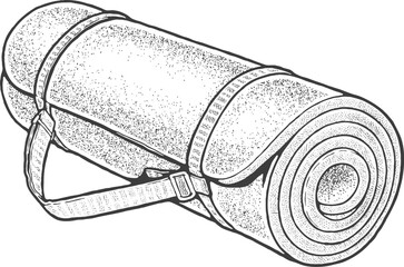 Yoga mat – Hand-Drawn Vector Illustration with Stipple Shading