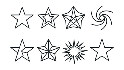 Star icons set &ndash; outline, geometric, twisted, spiky, stars, shapes