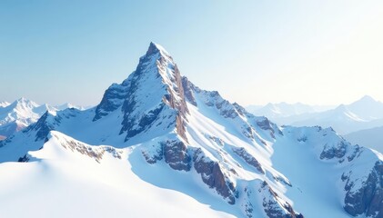Fototapeta premium Snow-covered mountain peak, pristine white backdrop , frost, winter