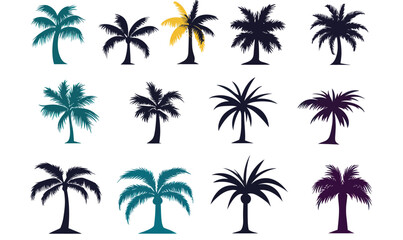 Tropical Palm Tree Silhouette Collection for Summer and Beach Design Projects