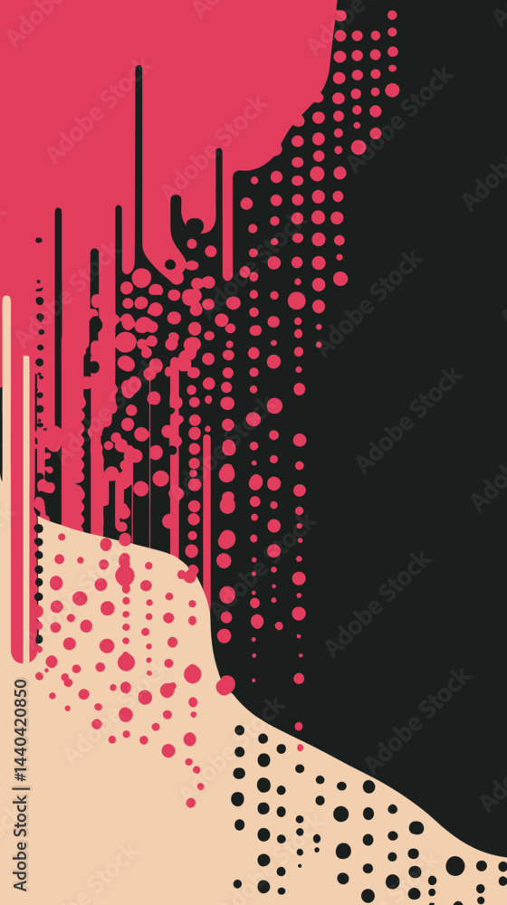Poster colorful abstract halftone vector with rounded lines and gradient transition
