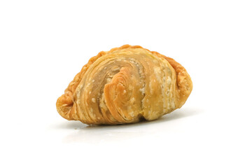 curry puff pastry isolated on white background. Snacks in Thailand. Bean Paste Pastries