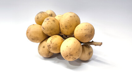 Longkong on white background. Fruit in Thailand.
