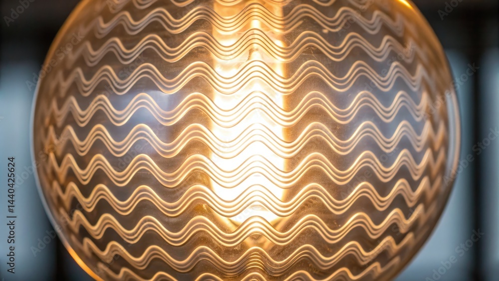 Poster transformative event of tract wave patterns transitioning into a glowing bulb in modern interior spa