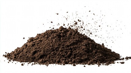 Dirt Flying Soil Pile Scattered Isolated on White Background