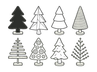 Obraz premium Christmas tree icons set – festive evergreen designs, holiday collection