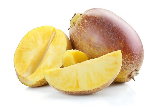 Group Of Ripe Peach Palm Fruits On A Bright White Background