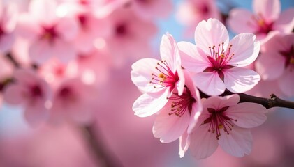 Delicate pink sakura blossoms in full bloom, arranged in a repeating pattern , romantic, blossom pattern